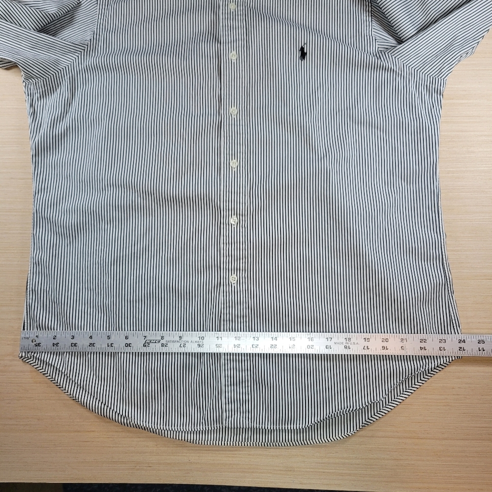 Polo Ralph Lauren Classic Fit Button Down Striped Shirt Blue/White 16.5 L Preppy - Picture 9 of 13